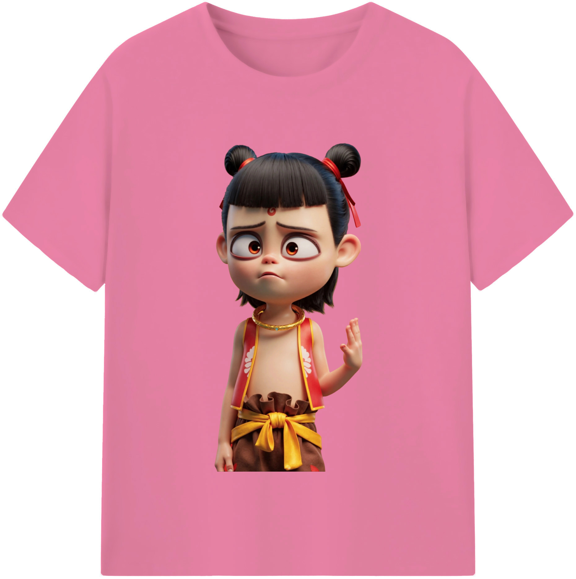 （画像用） Ne Zha 2 ナタ 魔童の大暴れ 綿100％半袖Tシャツ（フロントプリント）
